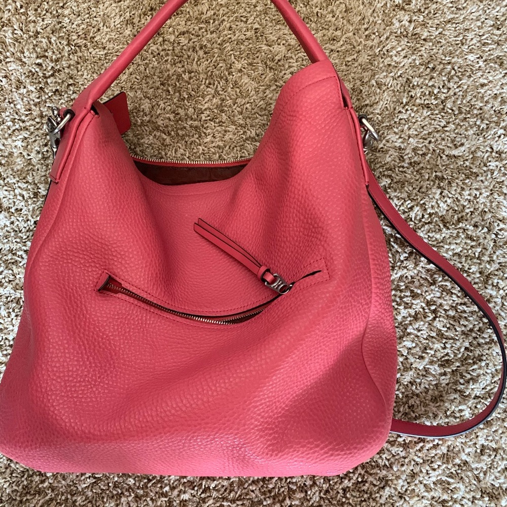 Coach pink leather shirt or long strap bag